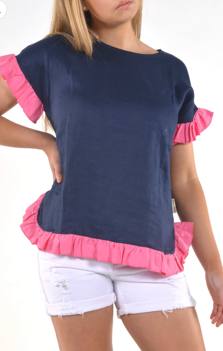 Bullrush - Navy & Pink Truffles Top