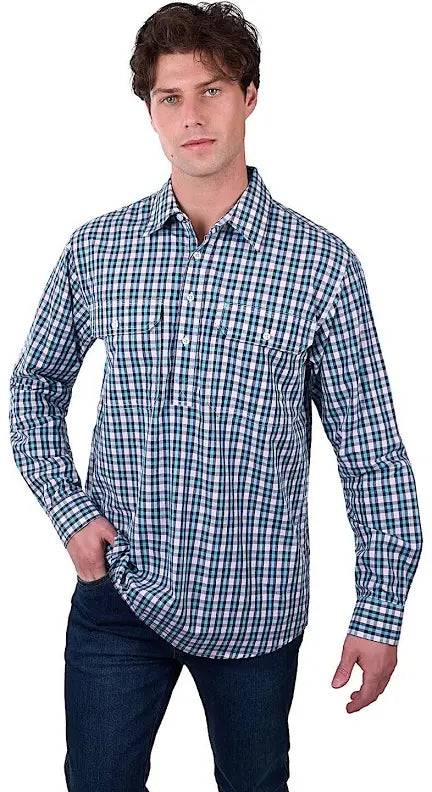 Hard Slog - Men's Rui 1/2 Placket Long Sleeve Shirt