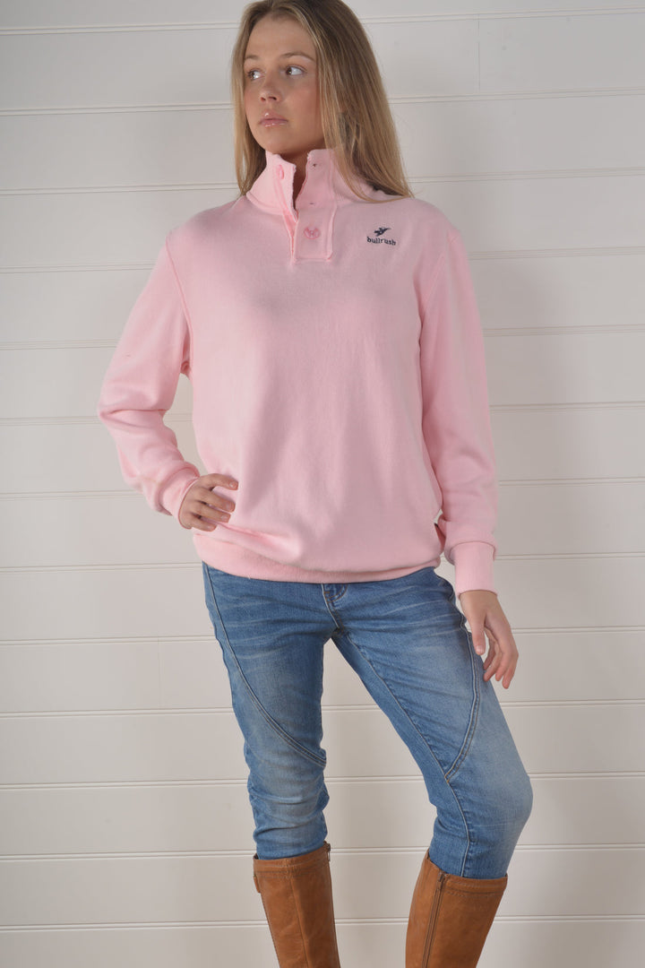Bullrush - 3 Button Sweat in Petal Pink