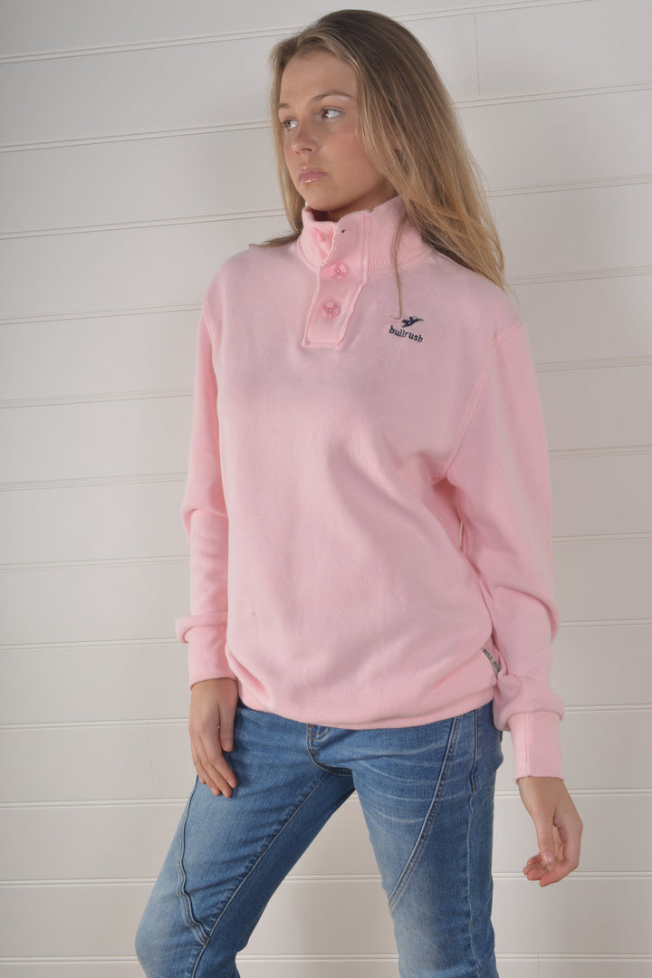 Bullrush - 3 Button Sweat in Petal Pink