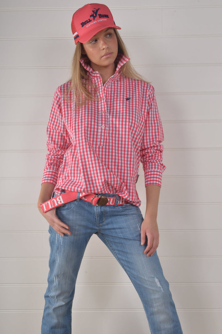 Bullrush - Ladies Seascape Blair Gingham Shirt in Pink