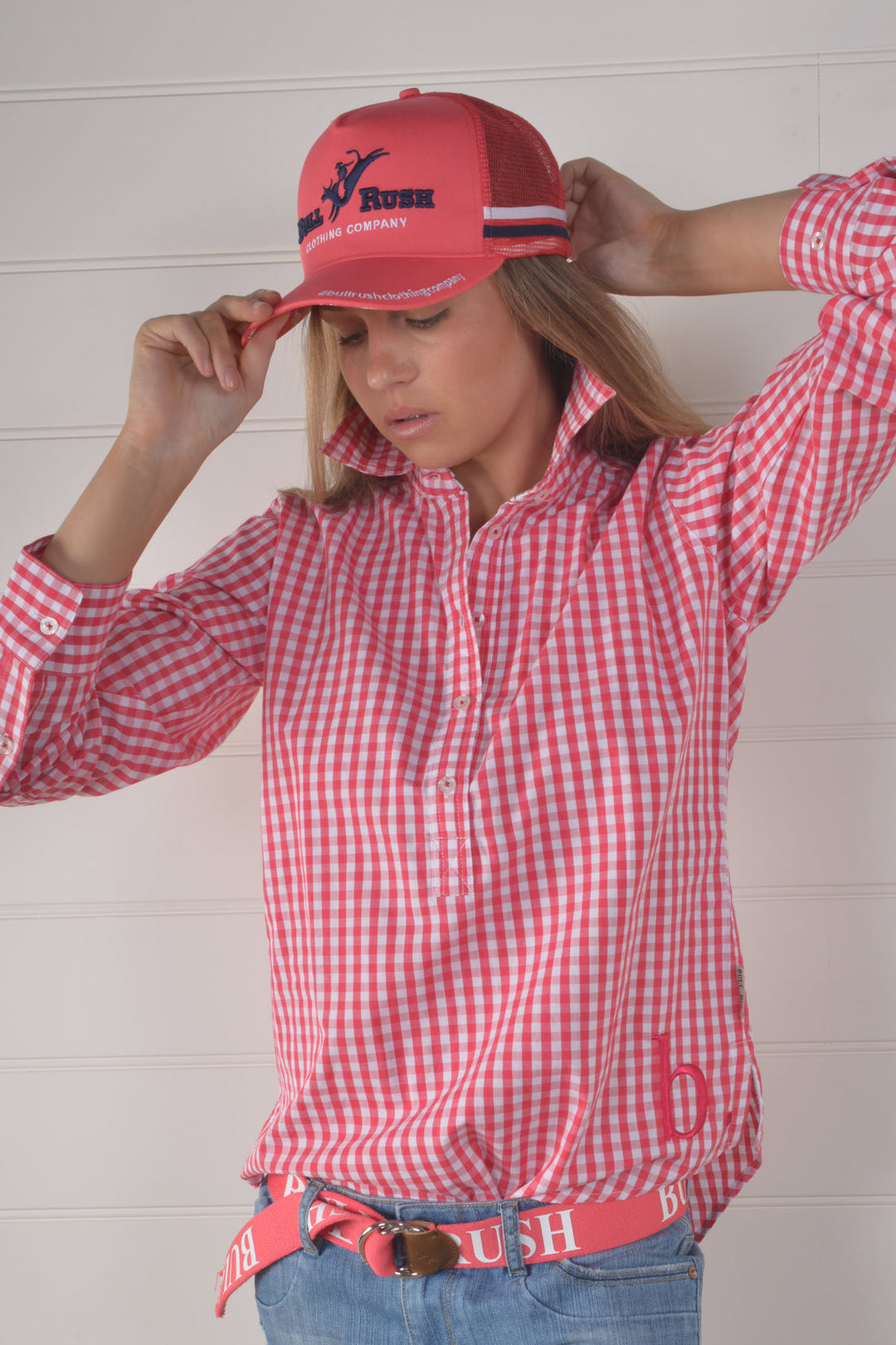 Bullrush - Ladies Seascape Blair Gingham Shirt in Pink
