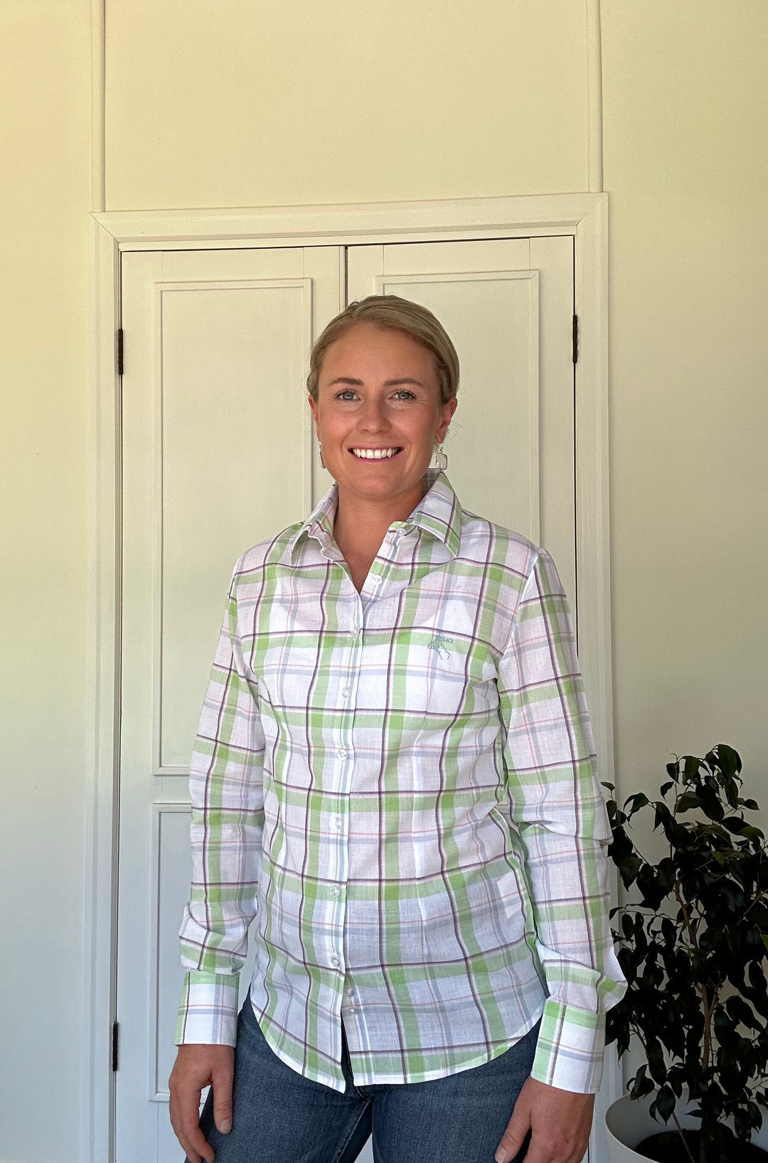 Blackcolt - Jane shirt in Green, white & purple check