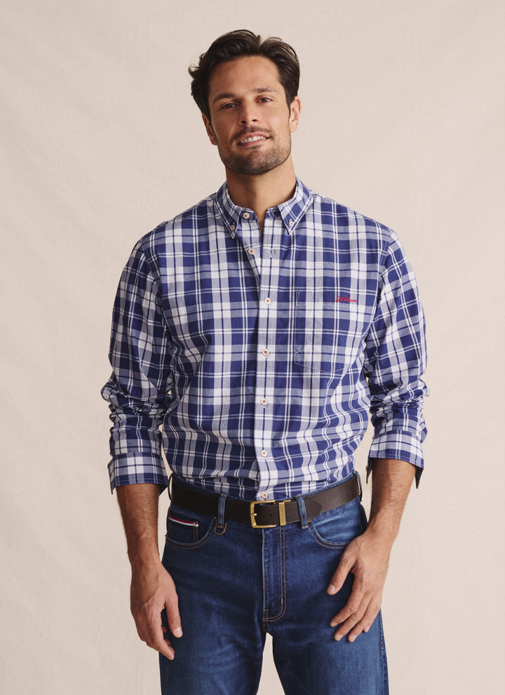 S Kidman - Mens Abderdeen Long Sleeve Shirt in Indigo