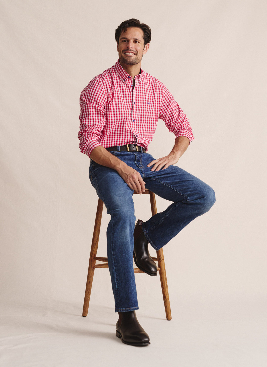 S Kidman - Mens Holstein Long Sleeve Shirt in Red