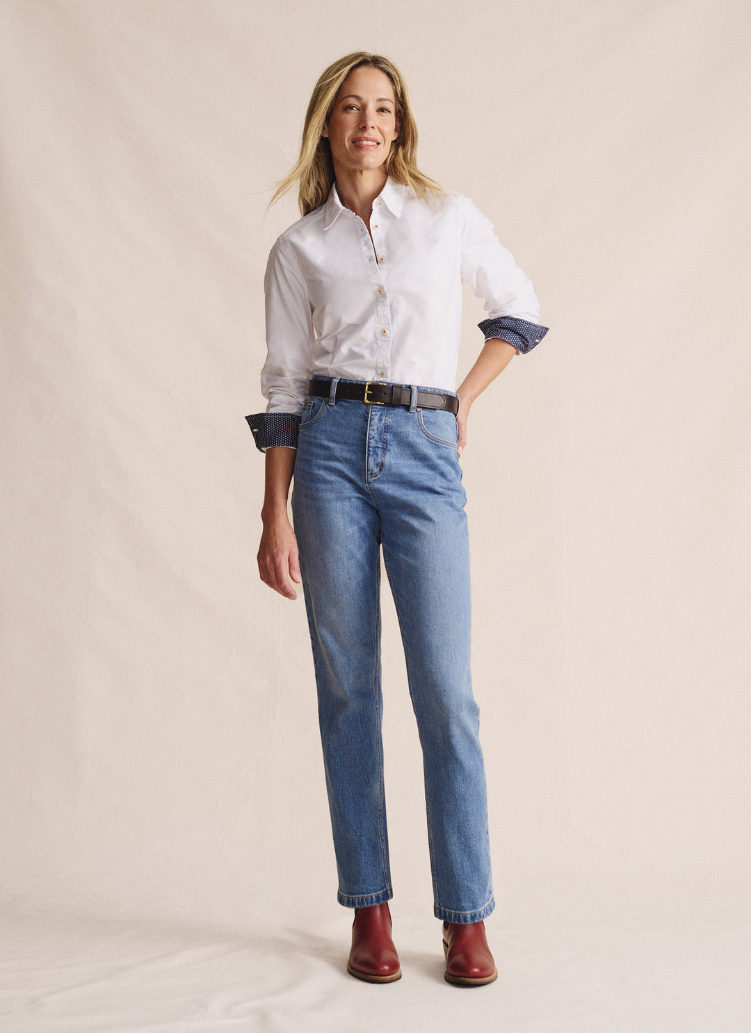 S Kidman - Womens Lennard Long Sleeve Shirt in White