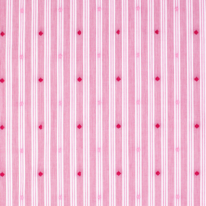 Just Country - Girl's Harper Half Button Shirt in White & Hot Pink Stripes