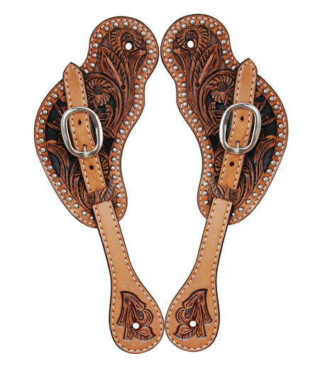 Toprail Equine - Carved Spur Straps with Studs