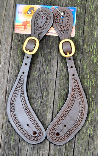 Toprail Equine - Shaped Spur Strap with engraved Border