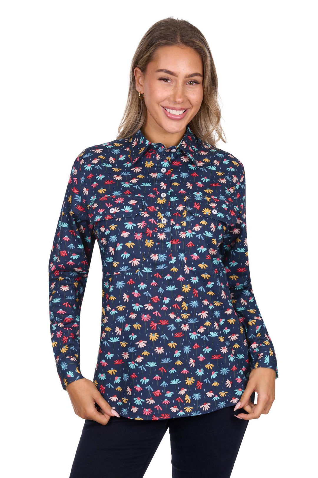 Hard Slog Women’s Tori Half Placket Long Sleeve Shirt