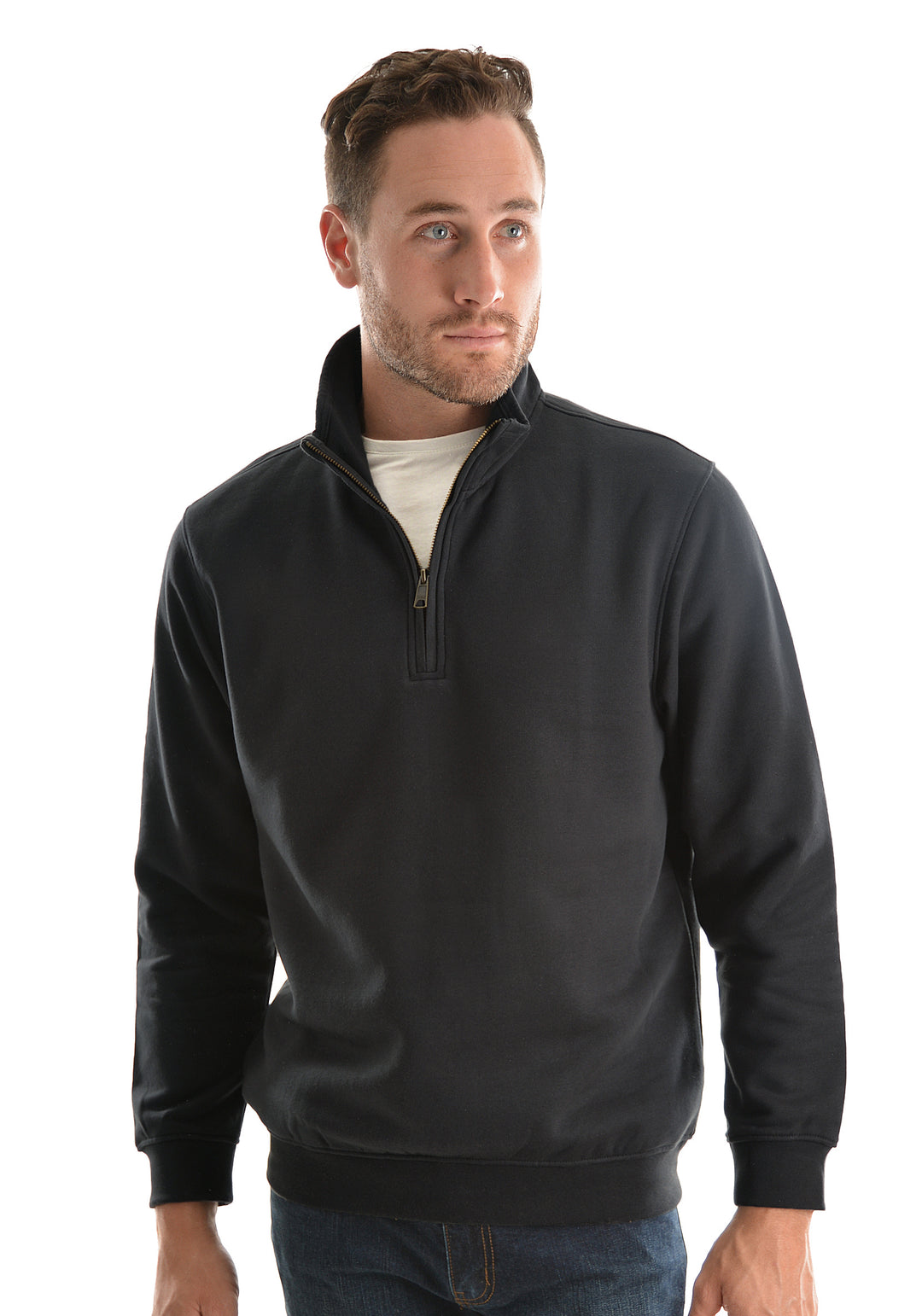 Hard Slog Mens 1/4 Zip Fleece Top in Charcoal