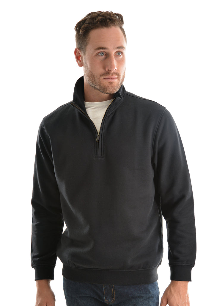Hard Slog Mens 1/4 Zip Fleece Top in Charcoal
