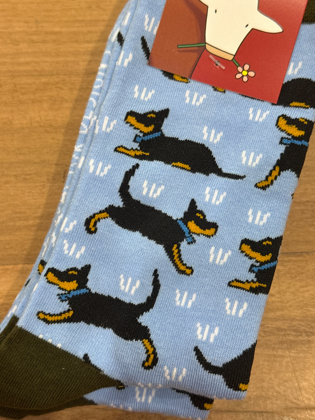 Red Tractor Designs - Black & Tan Kelpies on Blue Socks