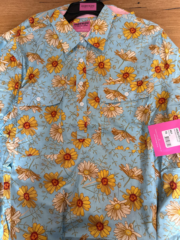 Hard Slog - WOMENS SUNDAY 1/2 BUTTON LONG SLEEVE SHIRT S26