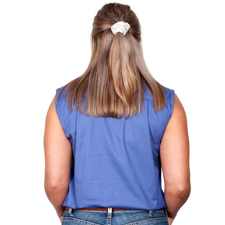 Just Country - Women's Kerry Half Placket Sleeveless Shirt in Blue