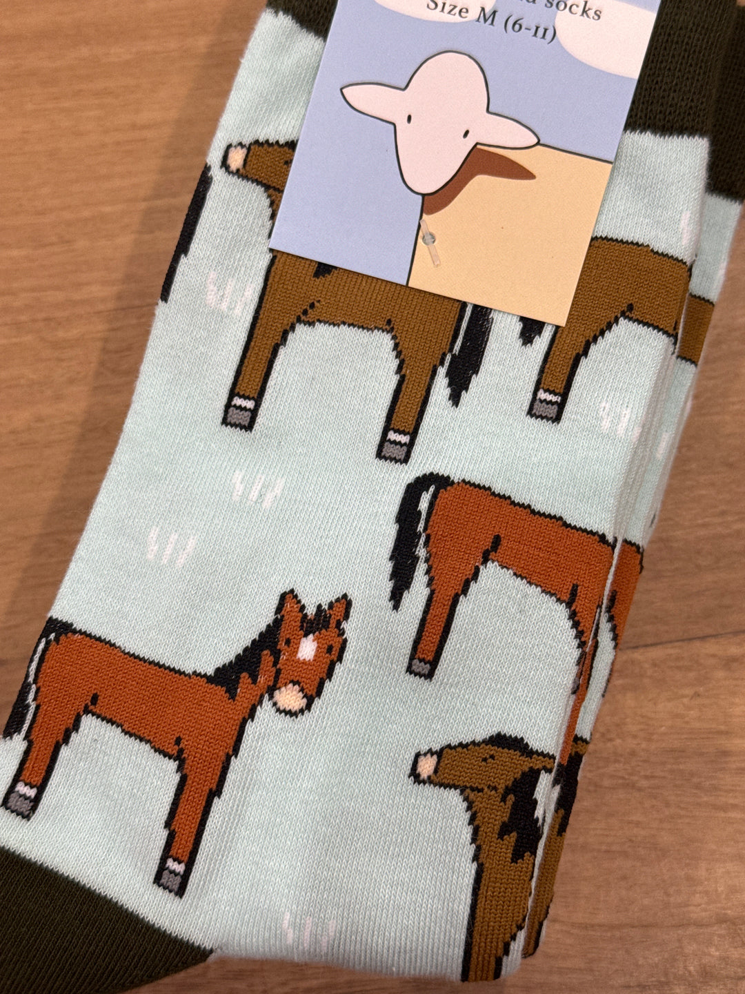 Red Tractor Designs - Horses on Mint Socks
