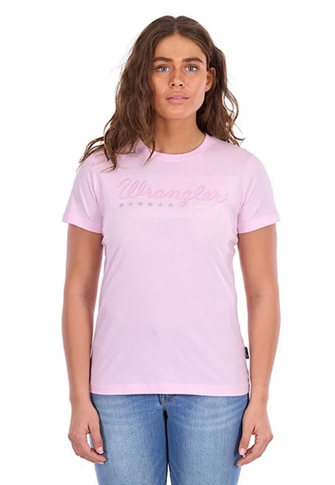 Wrangler  - WOMENS LUCY SHORT SLEEVE TEE IN PASTEL PINK S26