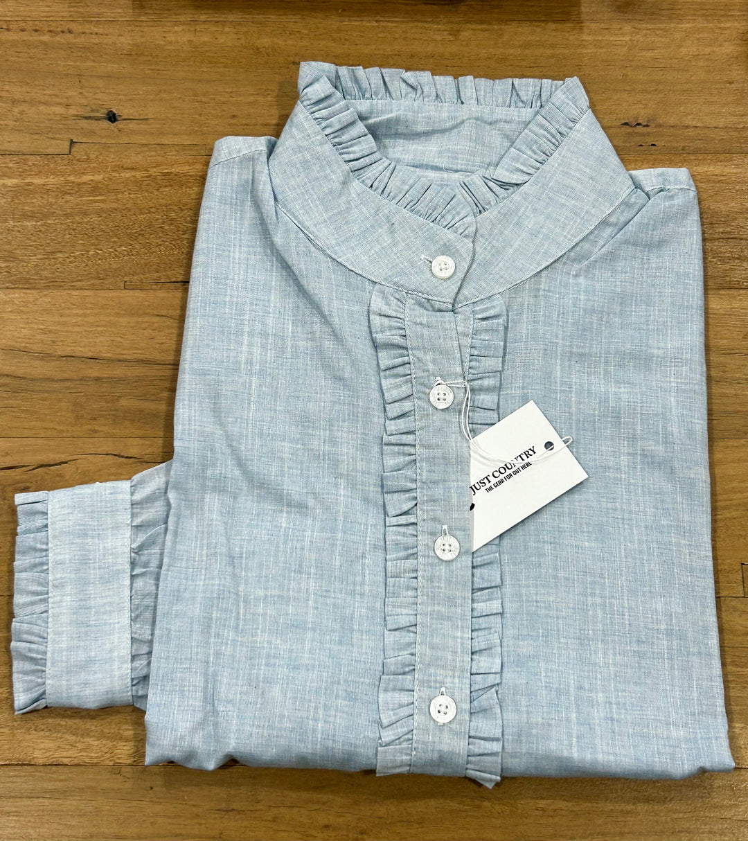 Just Country - Women's Abbey Full Button Print Workshirt in Powder Blue