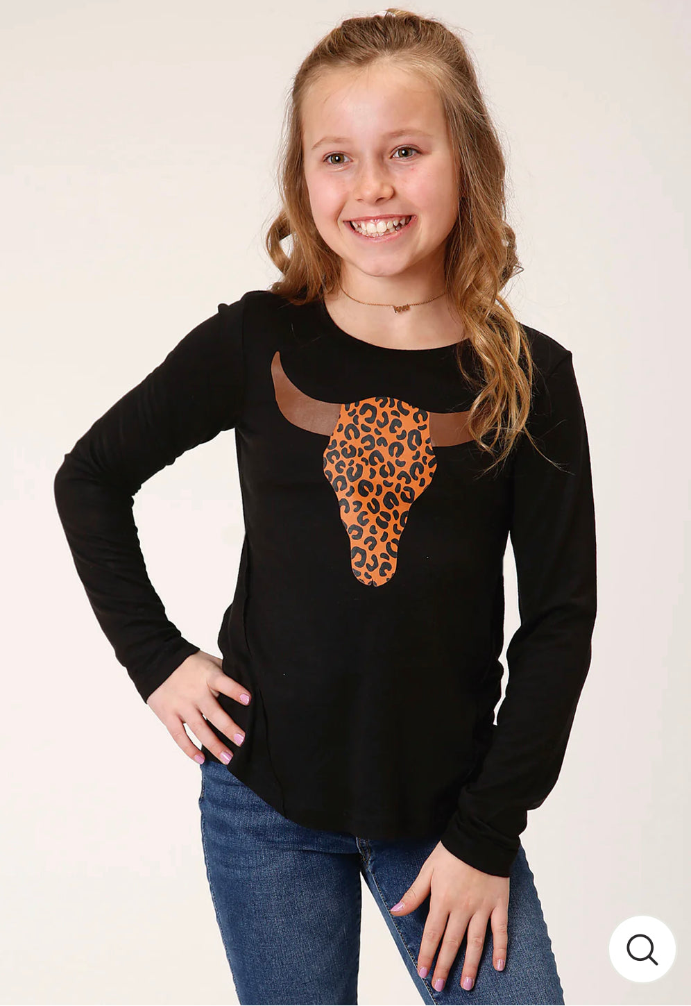 Roper - Girls Black Long Horn Long Sleeve Tee