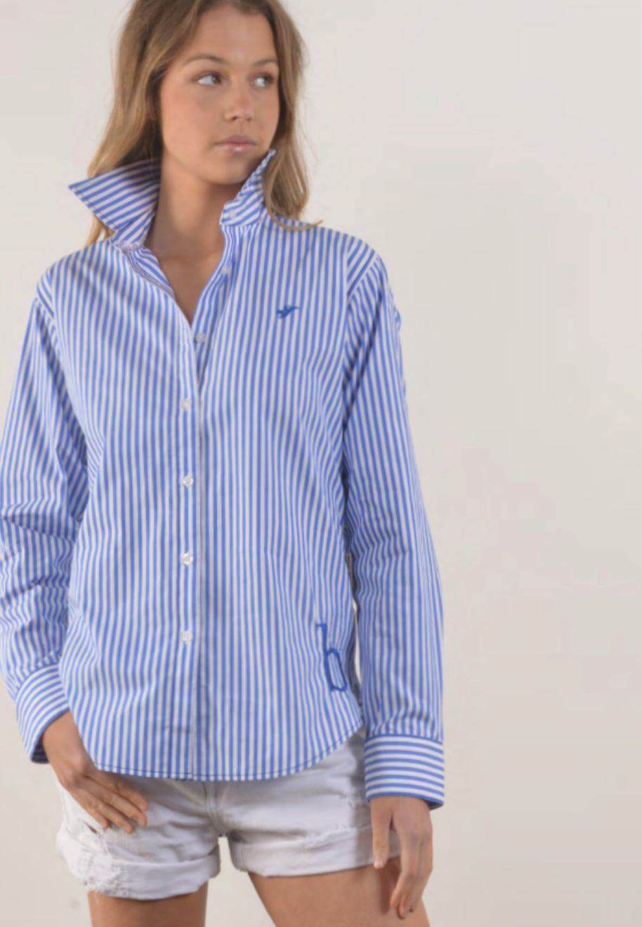 Bullrush - Womens Penola Pinstripe Shirt in Blue