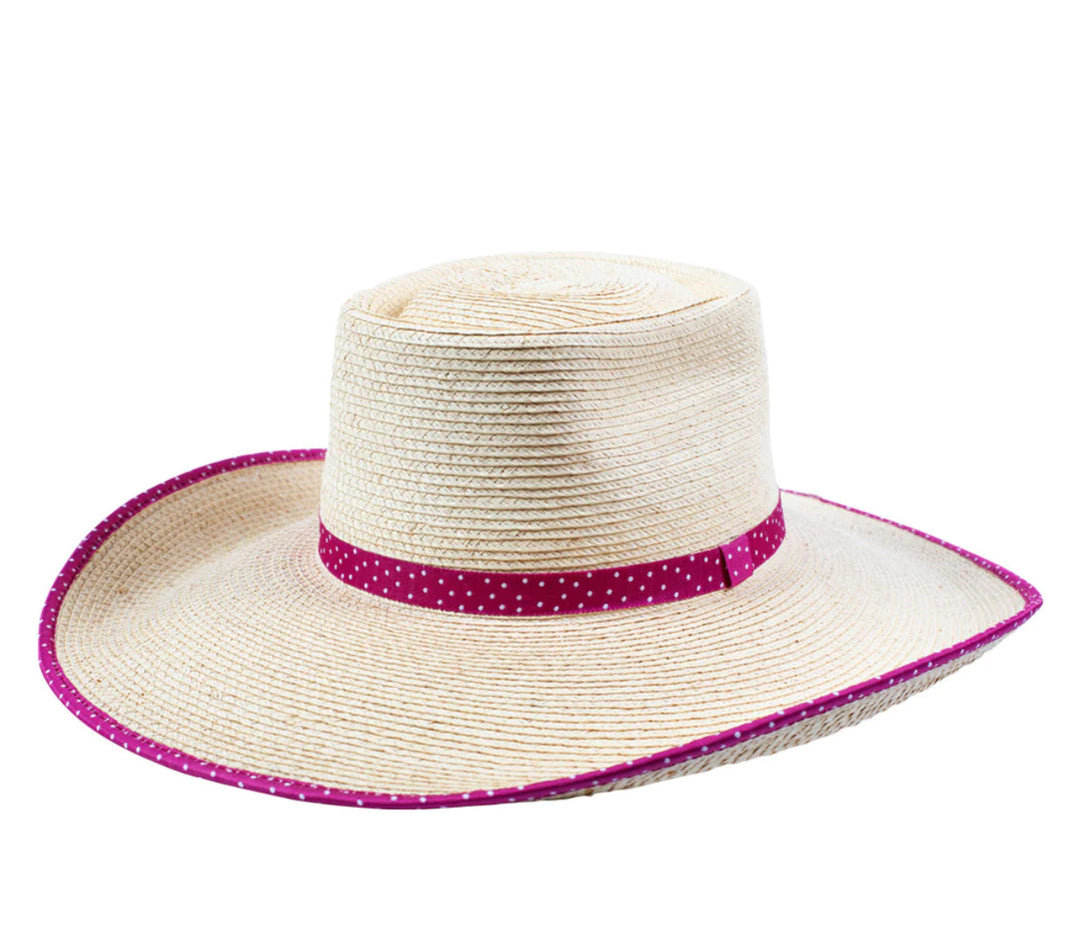 Sunbody - Ava Oak 4.5 inch brim with Magenta Spots bound edge