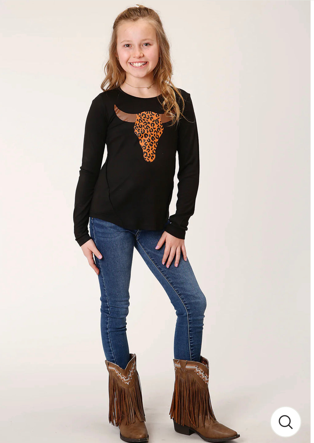 Roper - Girls Black Long Horn Long Sleeve Tee