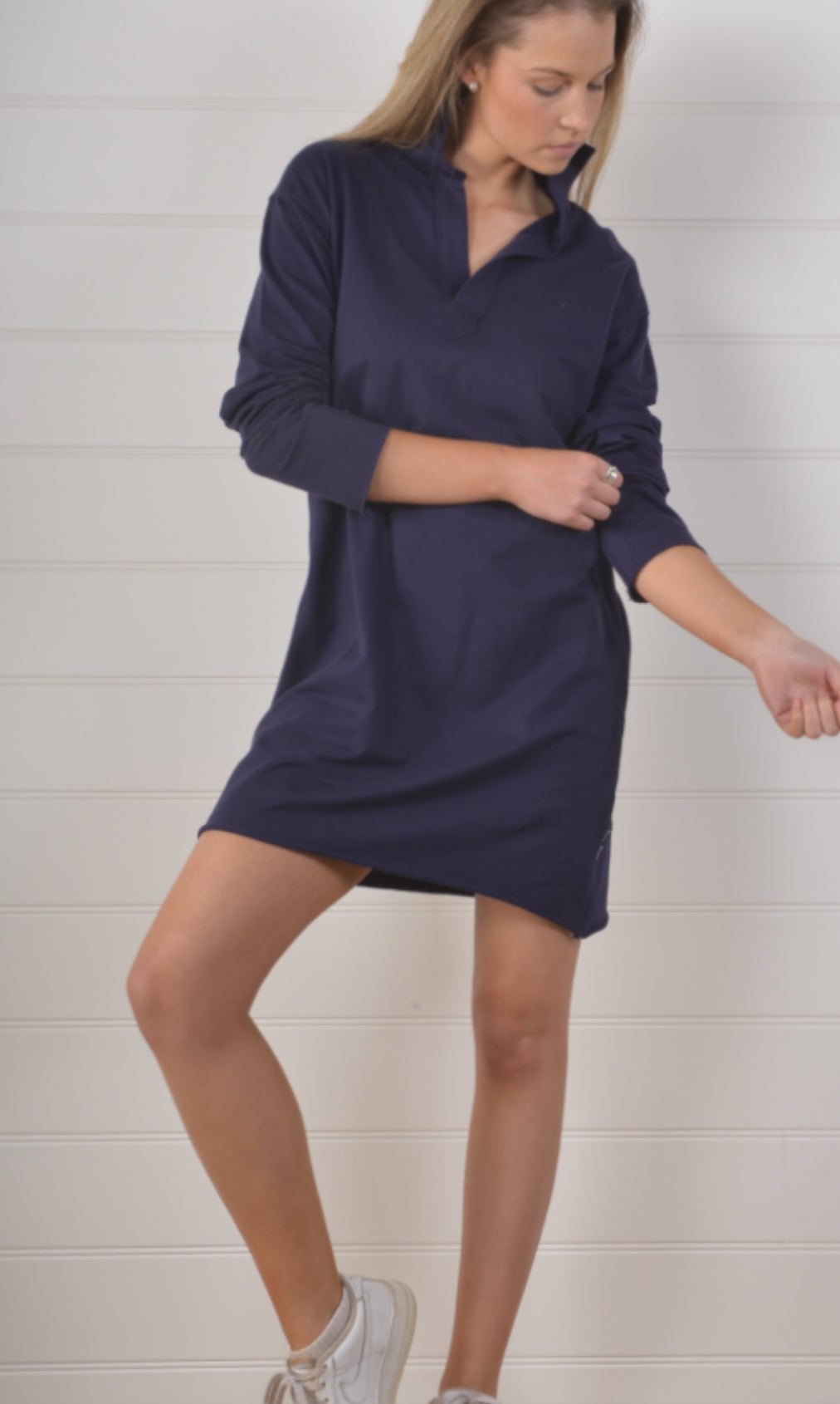 Bullrush - Ladies Henley Dress in Navy