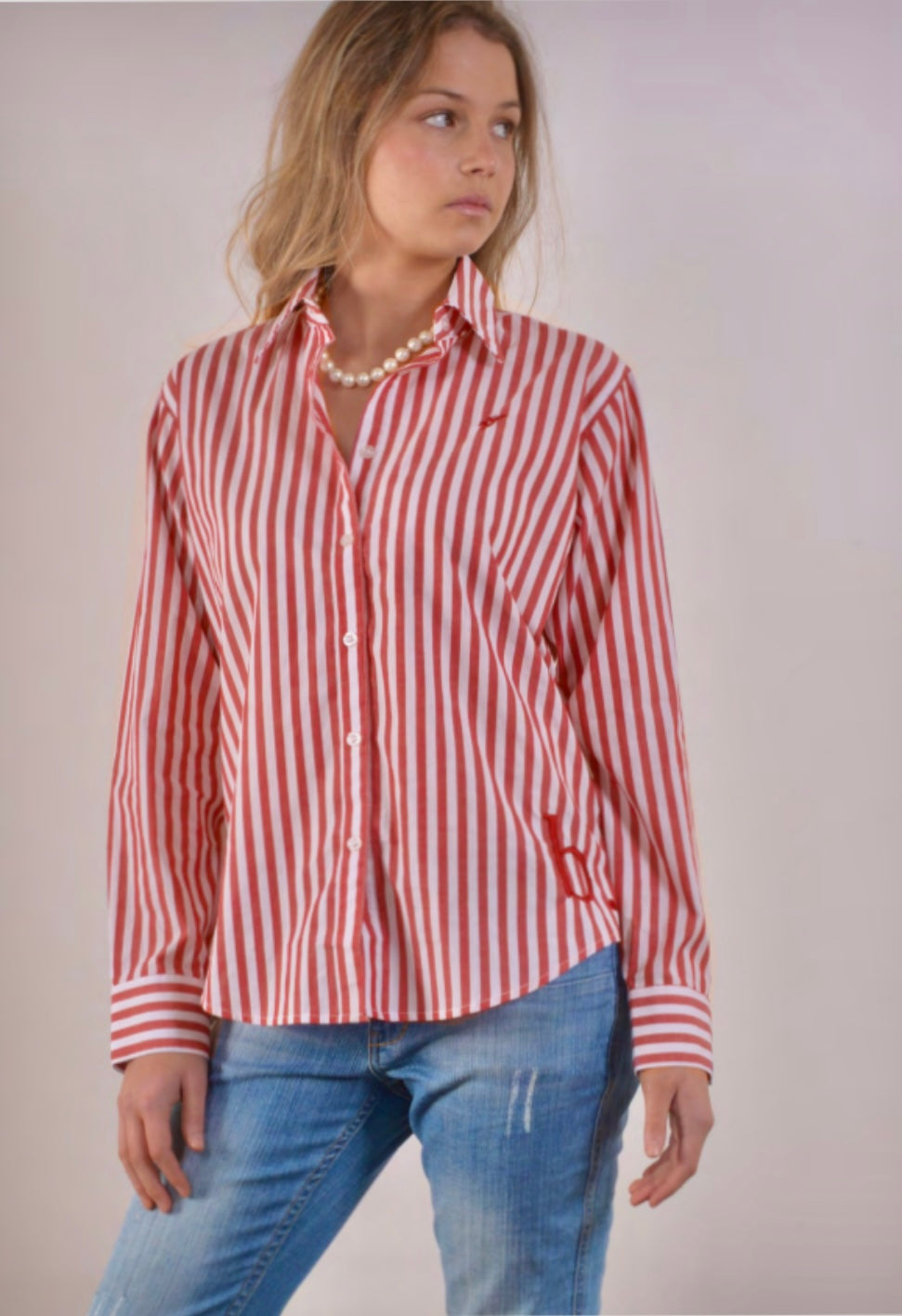 Bullrush - Womens Yunta 10mm Stripe Shirt in Poppy