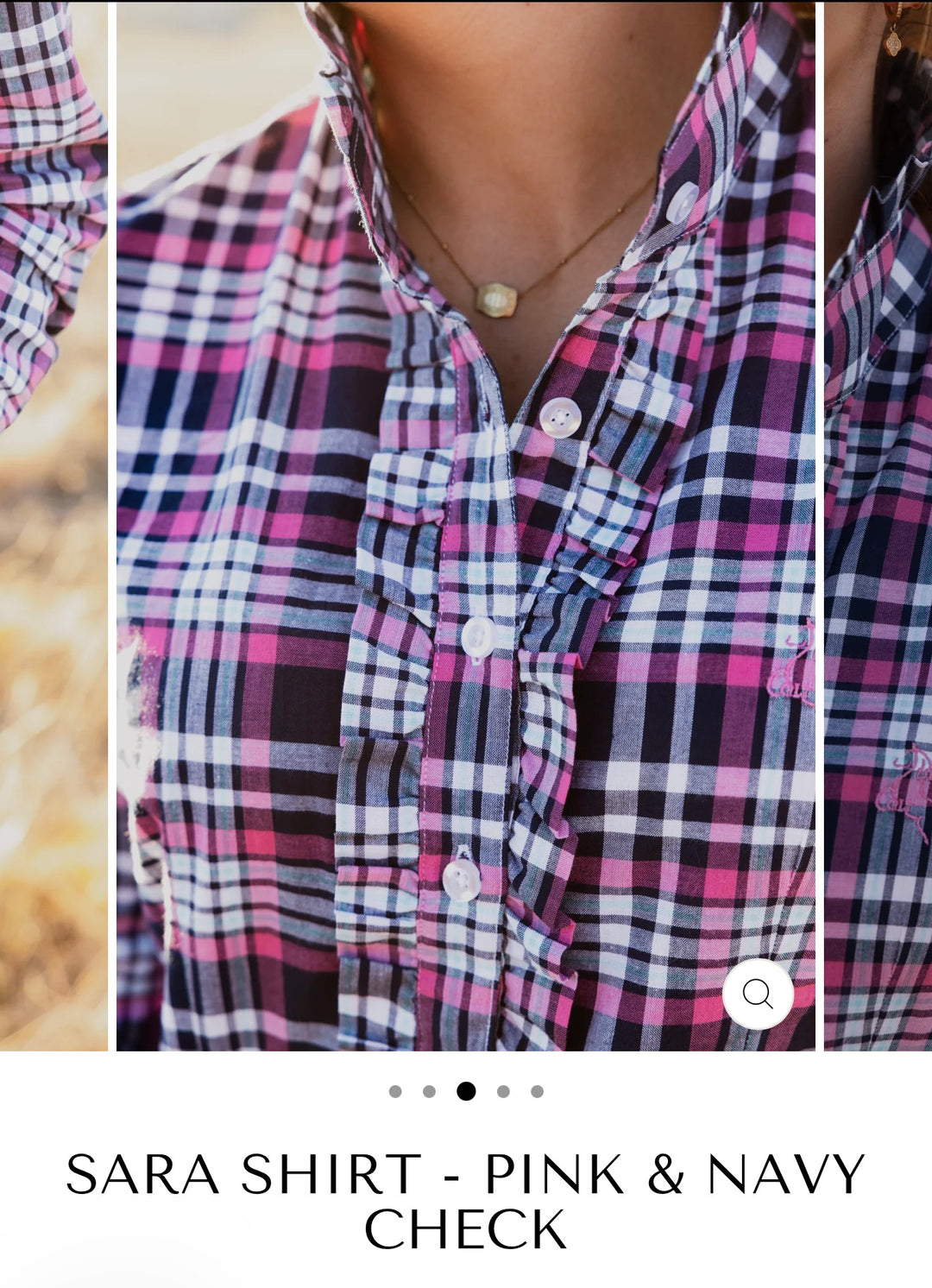 Black Colt - Sara Shirt in Navy & Pink Check