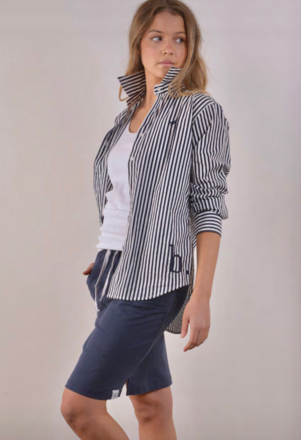 Bullrush - Womens Penola Pinstripe Shirt in Navy