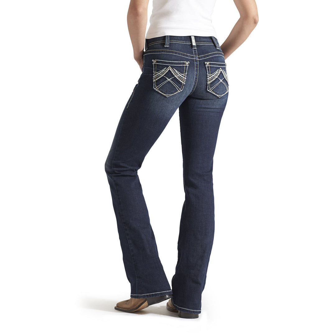Ariat - R.E.A.L.™ Mid Rise Stretch Whipstitch Boot Cut Jeans in Ocean