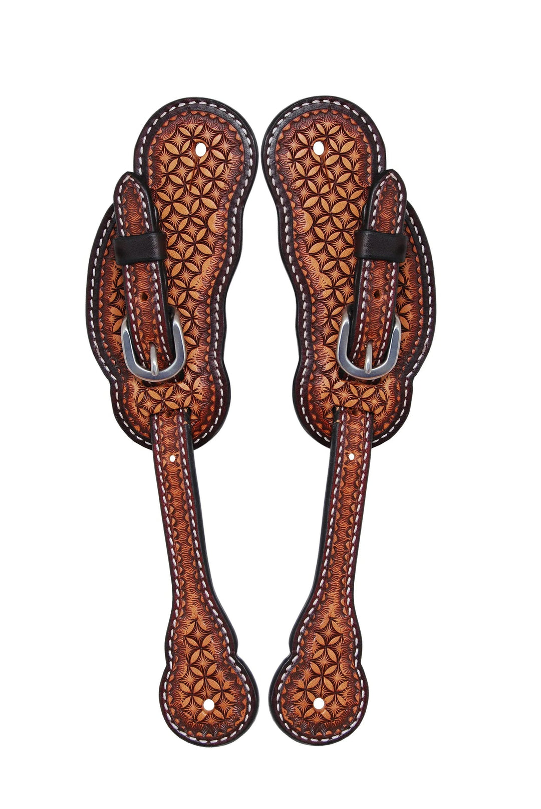 Toprail Equine - Shaped Tooled Spur Strap  SPS-SB-8576