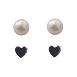 Fabienne - Heart & Pearl Set of 2 Earrings