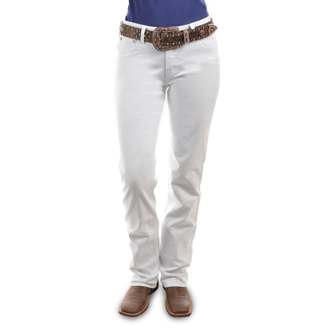 Pure Western - Womens Riding Cut Bootleg Jean 36" Leg in White