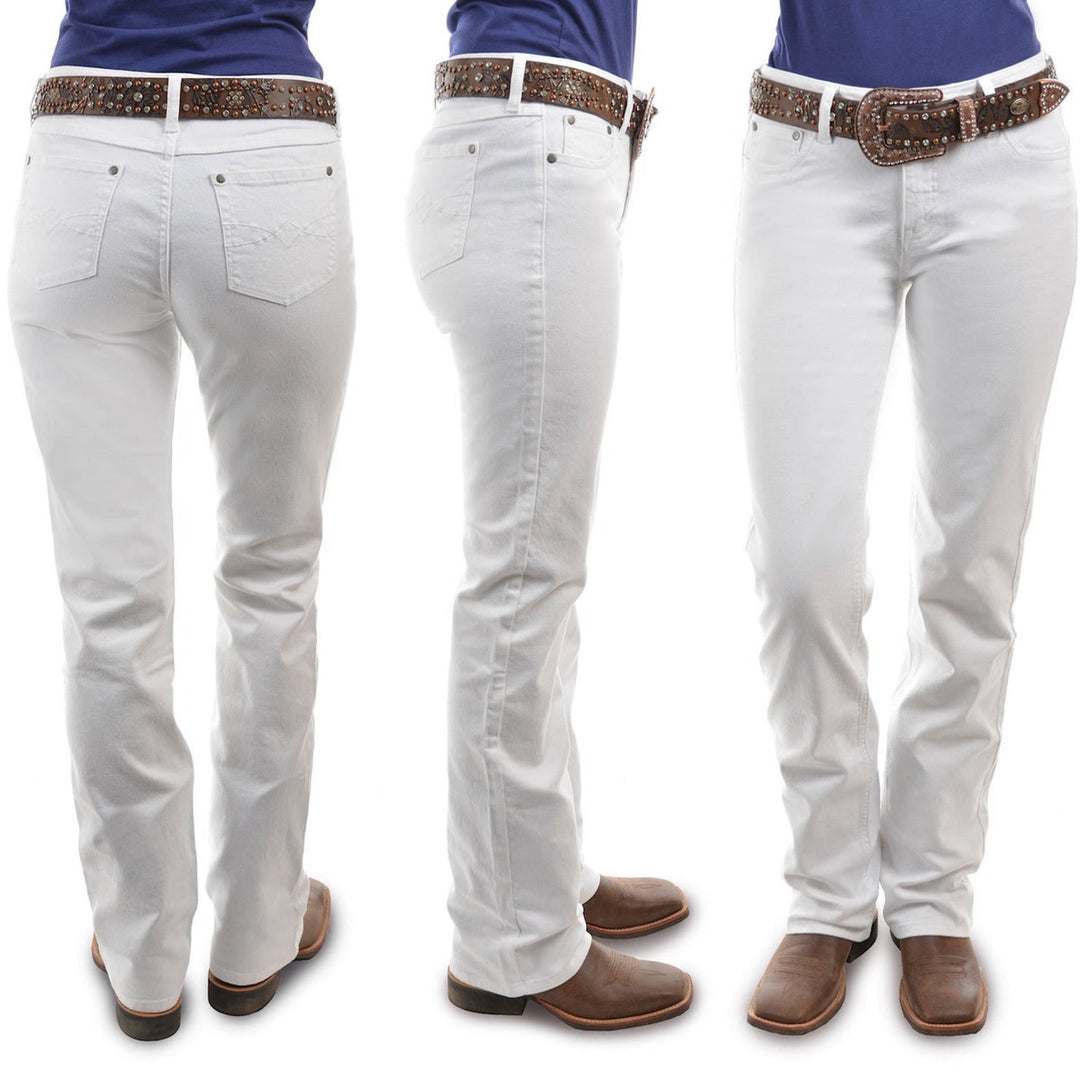 Pure Western - Womens Riding Cut Bootleg Jean 36" Leg in White