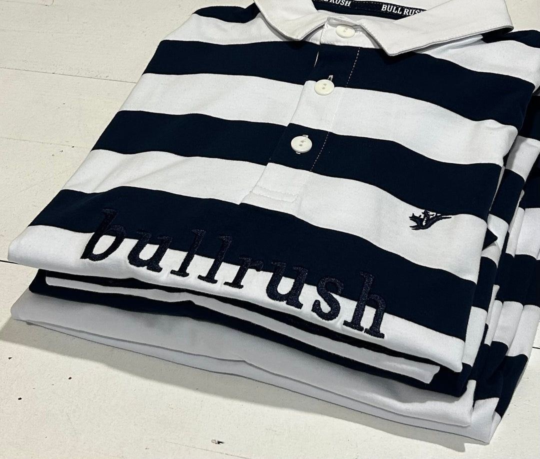 Bullrush - Clubhouse Polo in Navy/White Stripe S26