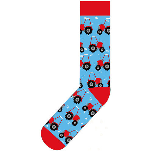 Red Tractor Designs - Red Tractor on Blue Socks