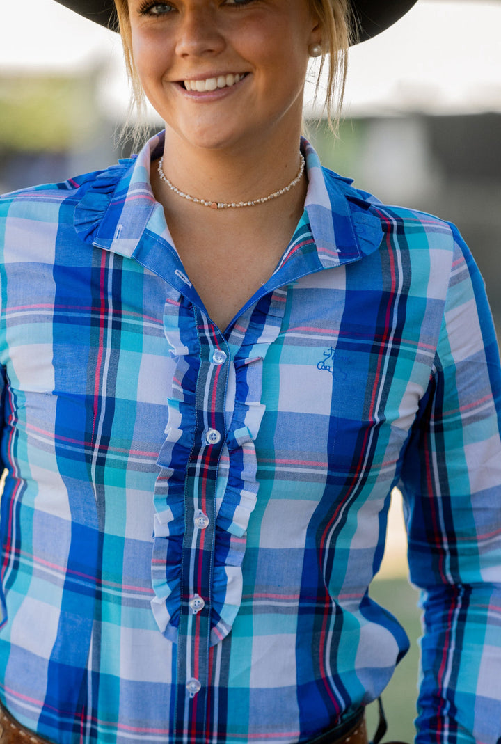 Kirby Shirt in Blue with red check