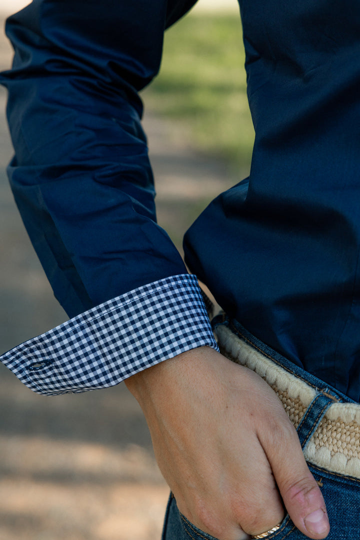HAMILTON CAMPDRAFT COMMITTEE  MEMBERS ONLY (JANE SHIRT - NAVY WITH NAVY GINGHAM CONTRAST)