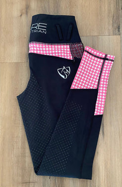 Bare Equestrian - Women’s Performance Riding Tights in Pink Houndstooth