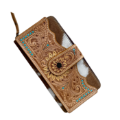 TDE - Merida Cowhide Sunflower Tooling Leather Zippered Wallet – AW34 – Merida
