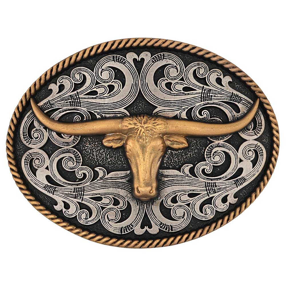 Montana Silversmiths - Two-Tone Longhorn Attitude Buckle A1015P