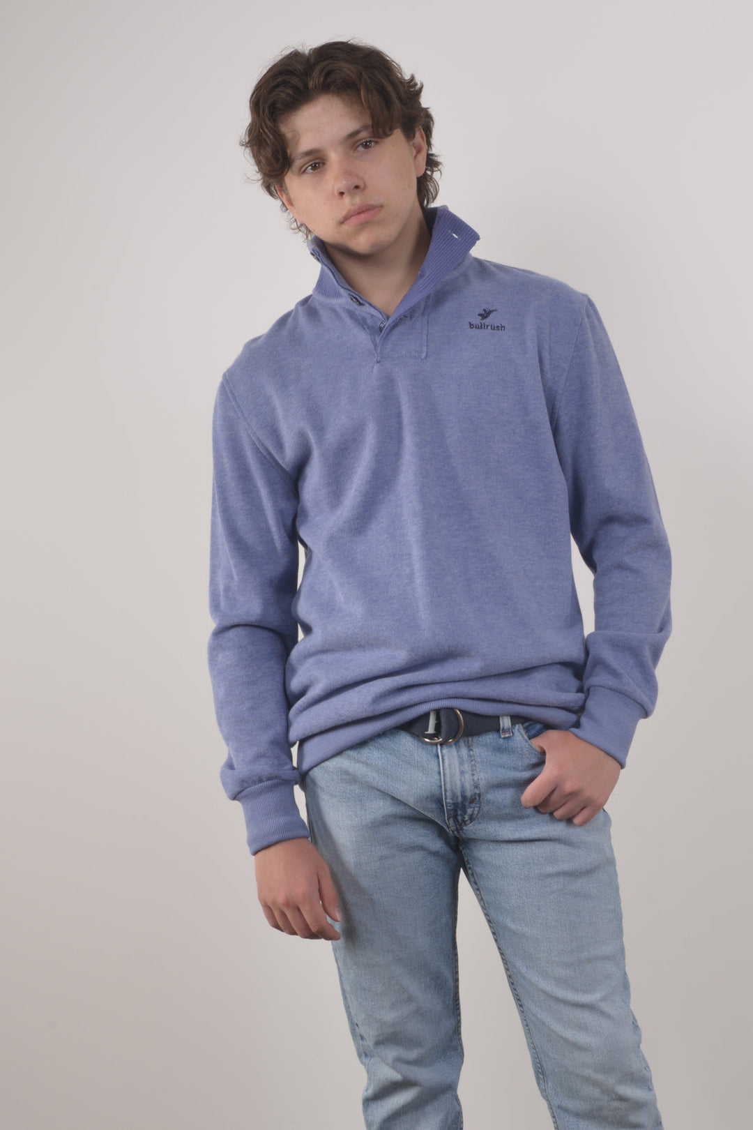 Bullrush - 3 Button Sweat in Sapphire Blue