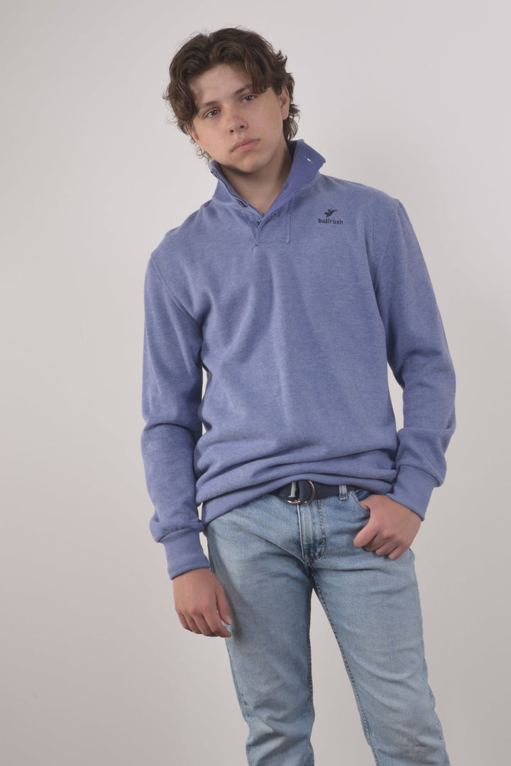 Bullrush - 3 Button Sweat in Sapphire Blue