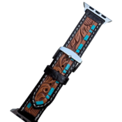 TDE - Tooling Leather Apple Watch Strap with Turquiose