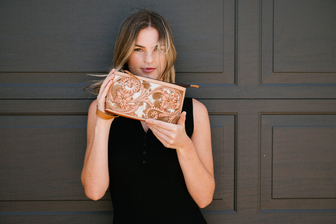 TDE - Cowhide Clutch with Tooled Cutwork – AC48 – Noto
