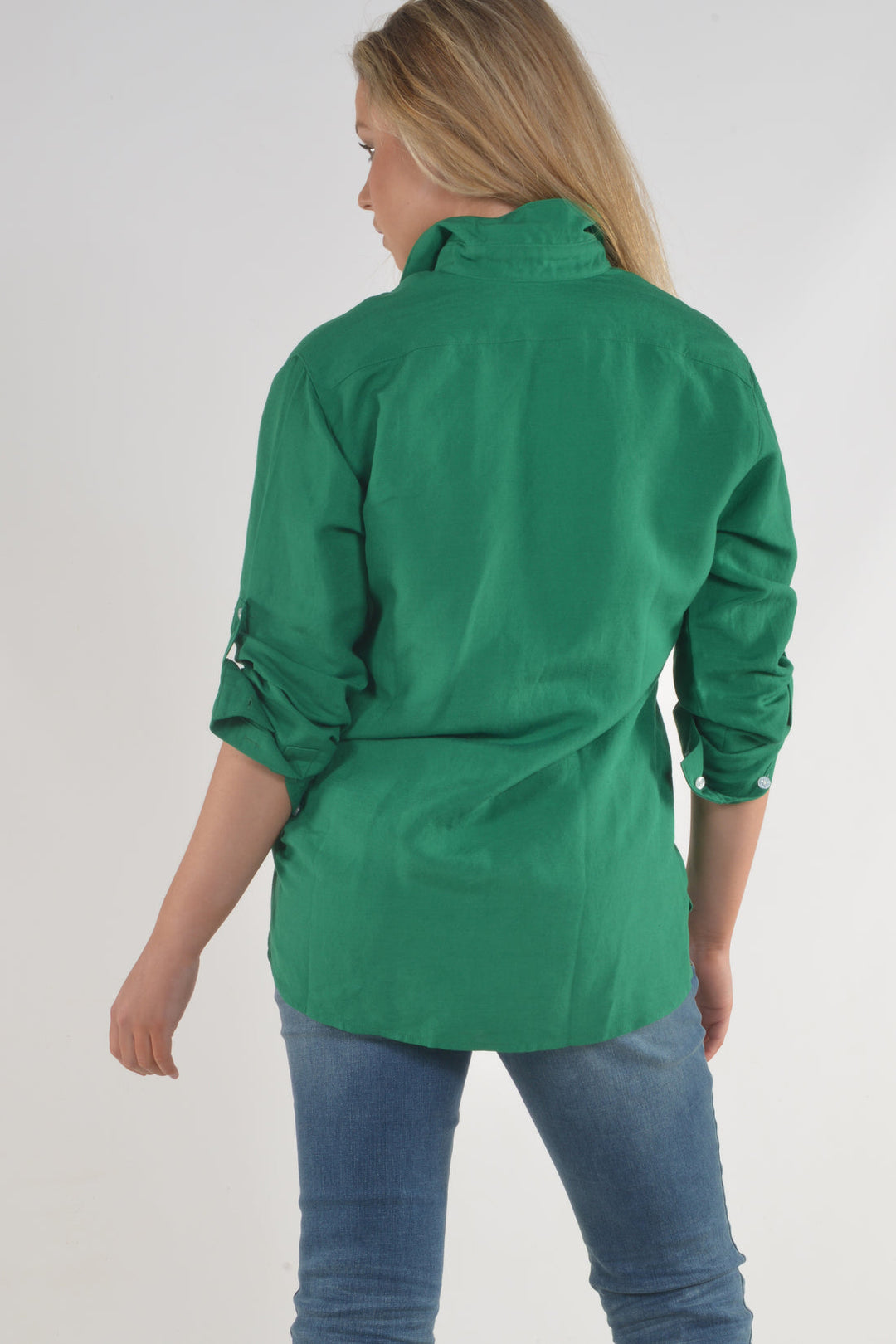 Bullrush - Ladies Linen Tab Shirt in Green