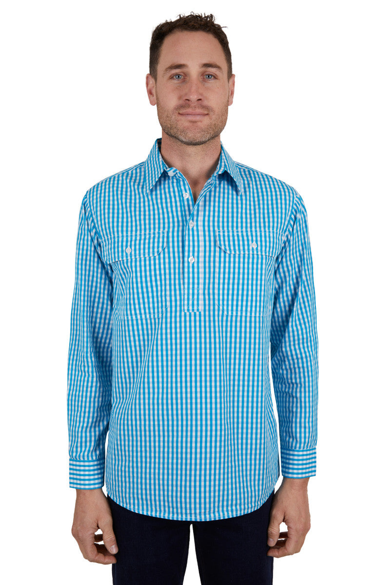 Hard Slog - Men's Alonzo Half Placket Long Sleeve Shirt