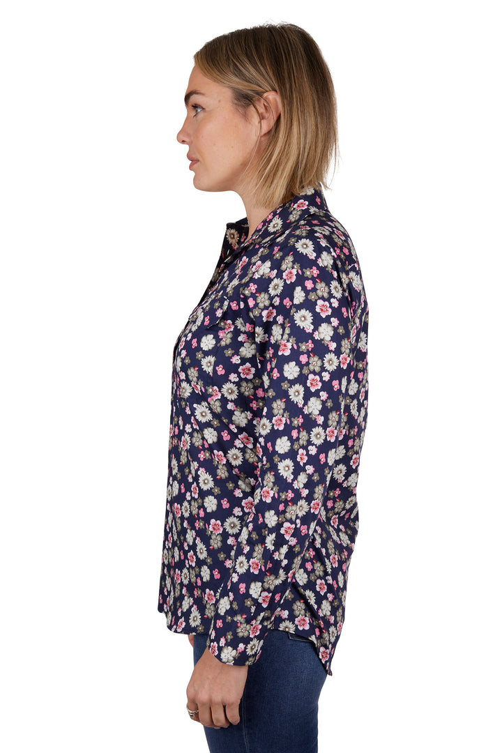 Hard Slog - Women's Rose Half  Placket Long Sleeve Shirt