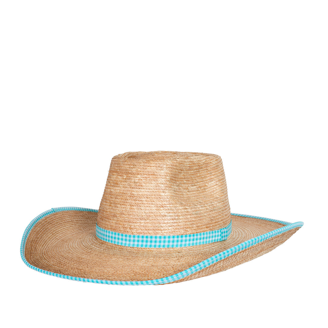 Sunbody - Ava Oak 4.5 inch brim with Turquoise Gingham
